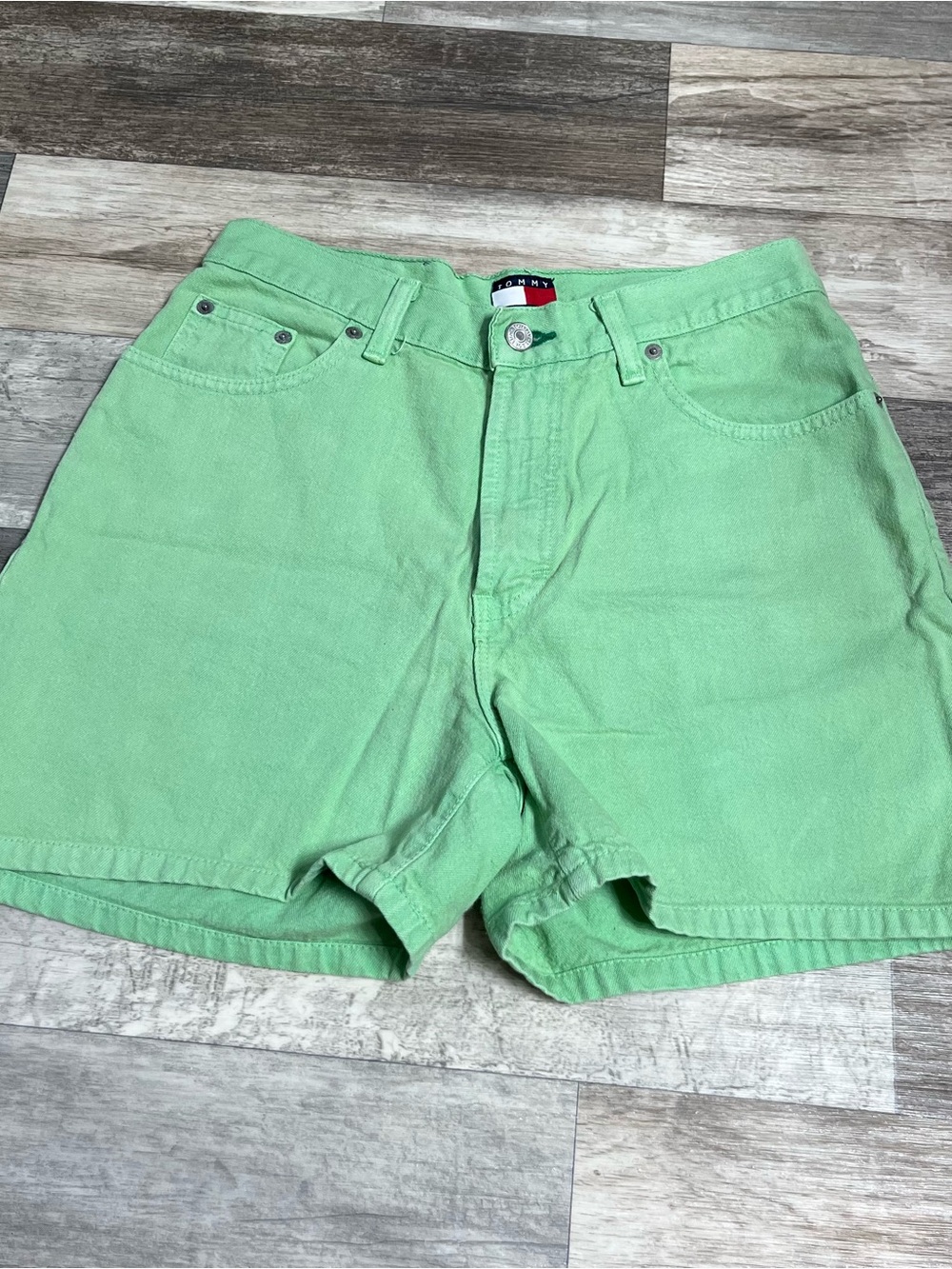 Tommy Hilfiger vintage green denim mom shorts